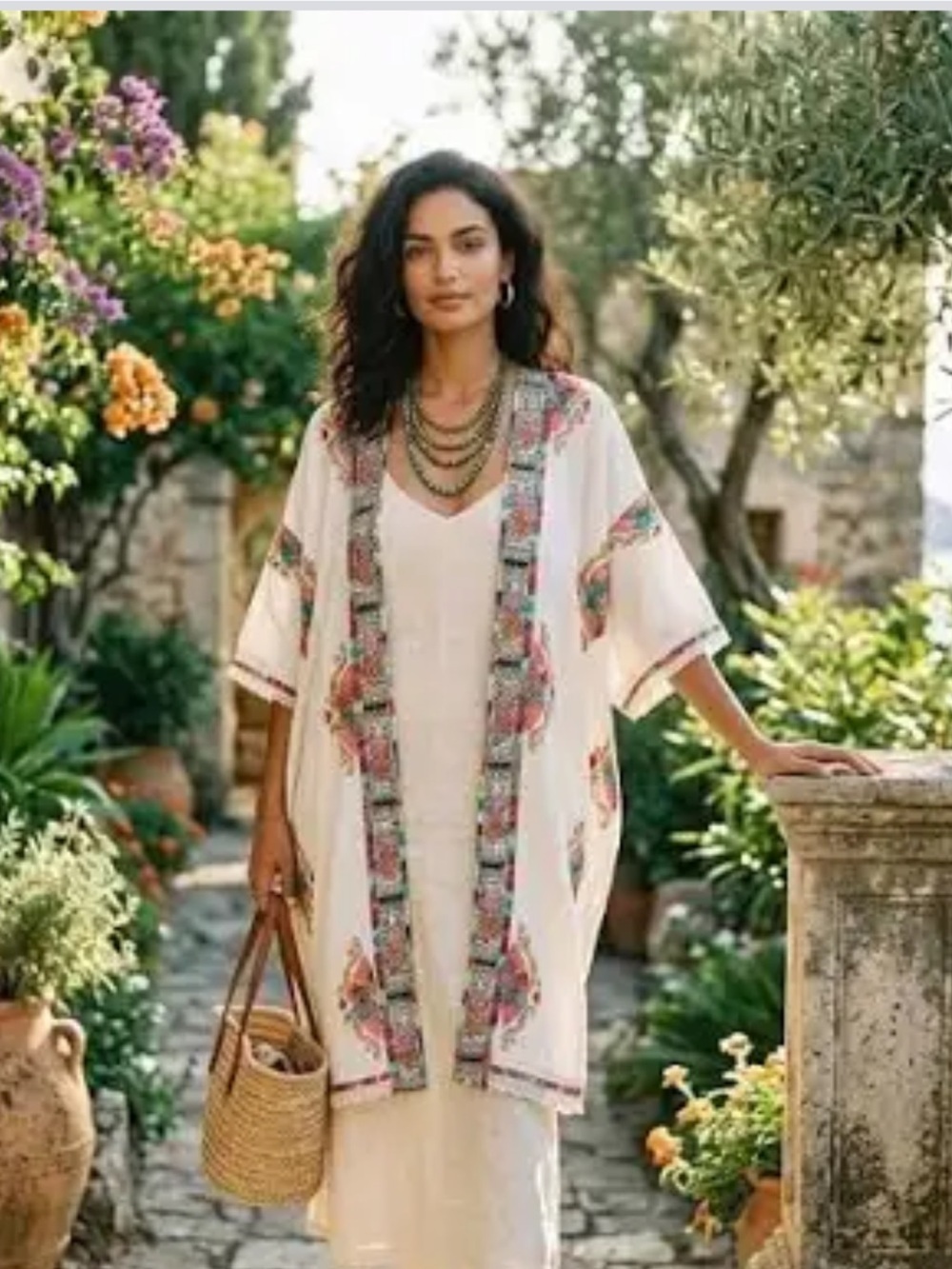 Anthropologie RD KoKo Woman's Embroidered /Beaded Open-Front Kimono One Size